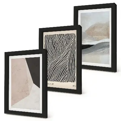 Juego de 3 cuadros decorativos con diseños abstractos en tonos beige y gris