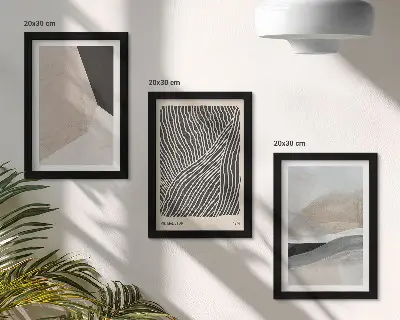 Juego de 3 cuadros decorativos con diseños abstractos en tonos beige y gris