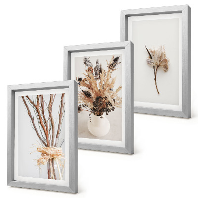 Tríptico enmarcado Flores y ramas en un estilo natural minimalista.