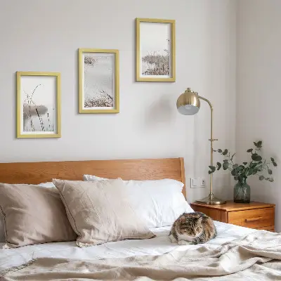 Juego de 3 cuadros decorativos con diseño de vegetación acuática y vistas de verano