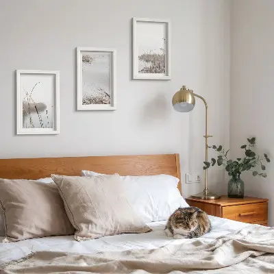 Juego de 3 cuadros decorativos con diseño de vegetación acuática y vistas de verano