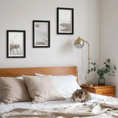Juego de 3 cuadros decorativos con diseño de vegetación acuática y vistas de verano