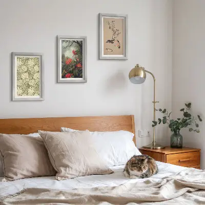Juego de 3 cuadros decorativos con diseño de flores y pájaros en entornos naturales