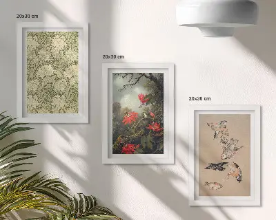 Juego de 3 cuadros decorativos con diseño de flores y pájaros en entornos naturales
