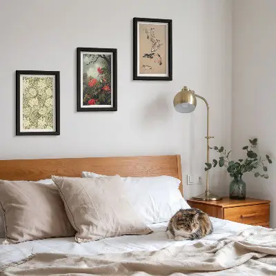 Juego de 3 cuadros decorativos con diseño de flores y pájaros en entornos naturales