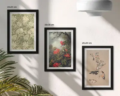 Juego de 3 cuadros decorativos con diseño de flores y pájaros en entornos naturales