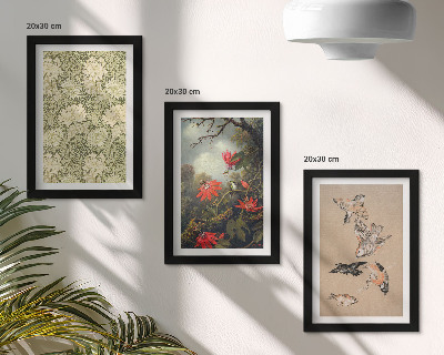 Juego de 3 cuadros decorativos Flores y pájaros en entornos naturales