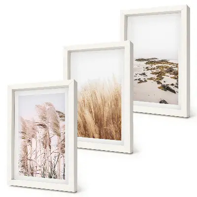 Juego de 3 cuadros decorativos con diseño de campos de hierba pampeana y playa bohemia