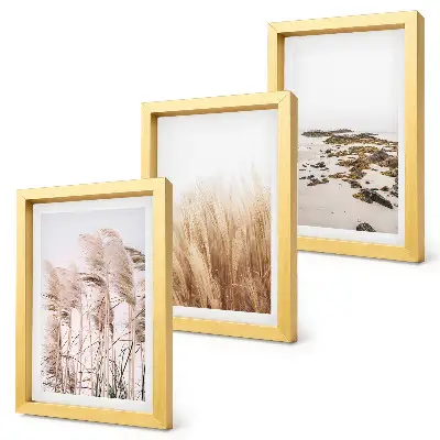 Juego de 3 cuadros decorativos con diseño de campos de hierba pampeana y playa bohemia