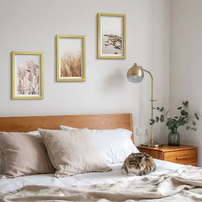 Juego de 3 cuadros decorativos con diseño de campos de hierba pampeana y playa bohemia