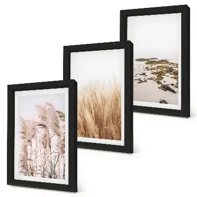 Juego de 3 cuadros decorativos con diseño de campos de hierba pampeana y playa bohemia