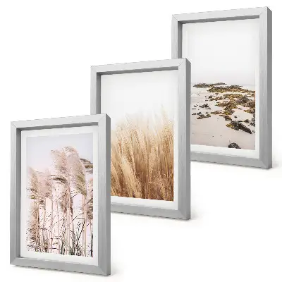 Juego de 3 cuadros decorativos con diseño de campos de hierba pampeana y playa bohemia