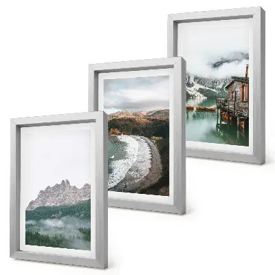 Juego de 3 cuadros decorativos con diseño de paisajes de montaña, playa y casa de madera