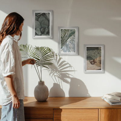 Tríptico enmarcado Plantas tropicales y detalles para las vacaciones de verano
