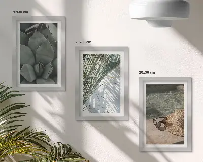 Tríptico enmarcado de plantas tropicales y motivos de vacaciones de verano