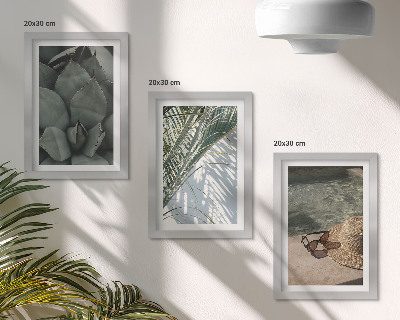 Tríptico enmarcado Plantas tropicales y detalles para las vacaciones de verano