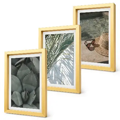 Tríptico enmarcado de plantas tropicales y motivos de vacaciones de verano