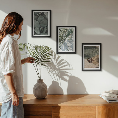 Tríptico enmarcado Plantas tropicales y detalles para las vacaciones de verano