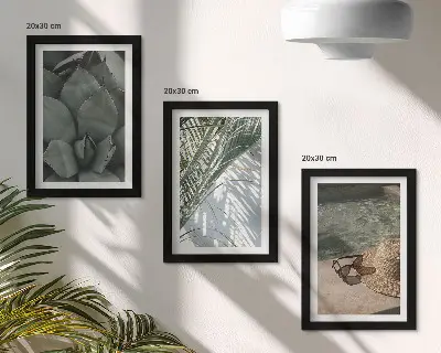 Tríptico enmarcado de plantas tropicales y motivos de vacaciones de verano