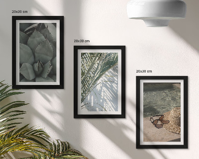 Tríptico enmarcado Plantas tropicales y detalles para las vacaciones de verano