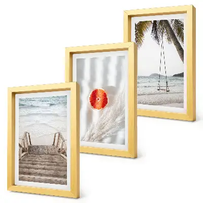 Juego de 3 cuadros decorativos con diseño de playa y escalera de madera de ambiente vacacional