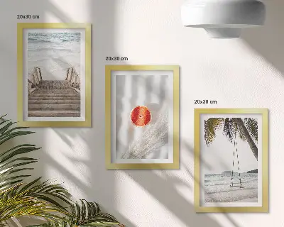 Juego de 3 cuadros decorativos con diseño de playa y escalera de madera de ambiente vacacional