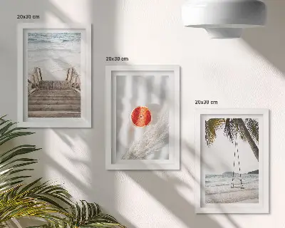 Juego de 3 cuadros decorativos con diseño de playa y escalera de madera de ambiente vacacional