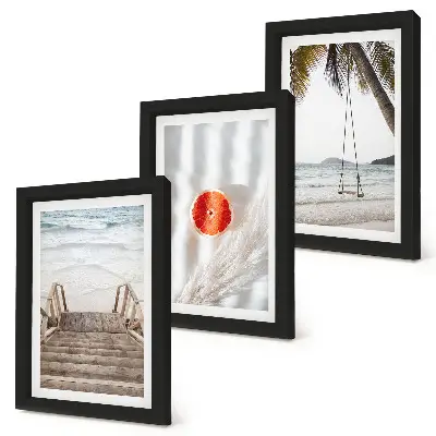 Juego de 3 cuadros decorativos con diseño de playa y escalera de madera de ambiente vacacional