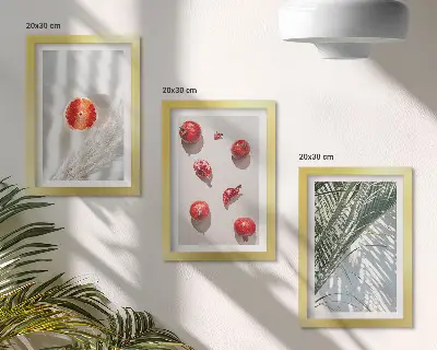 Juego de 3 cuadros decorativos con diseño de frutas tropicales y hojas de palma