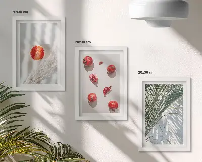 Juego de 3 cuadros decorativos con diseño de frutas tropicales y hojas de palma