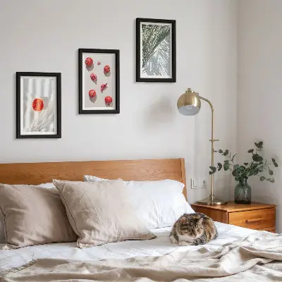 Juego de 3 cuadros decorativos con diseño de frutas tropicales y hojas de palma