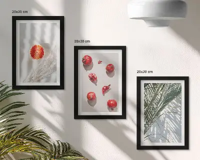 Juego de 3 cuadros decorativos con diseño de frutas tropicales y hojas de palma