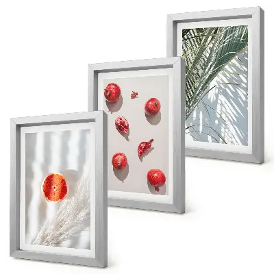 Juego de 3 cuadros decorativos con diseño de frutas tropicales y hojas de palma
