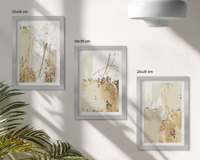 Tríptico enmarcado Diseños abstractos en tonos beige y blanco.