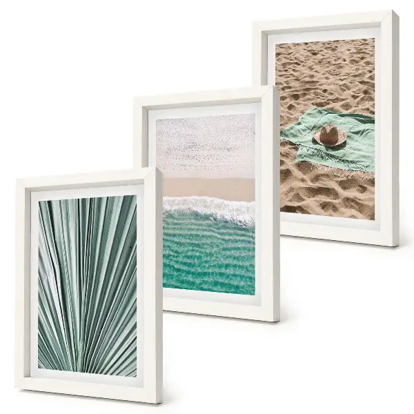 Juego de 3 cuadros decorativos con vistas de vacaciones de verano en la playa