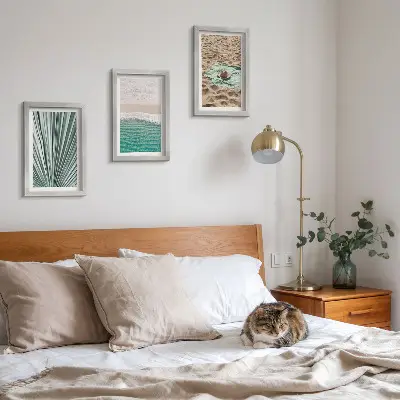 Juego de 3 cuadros decorativos con vistas de vacaciones de verano en la playa