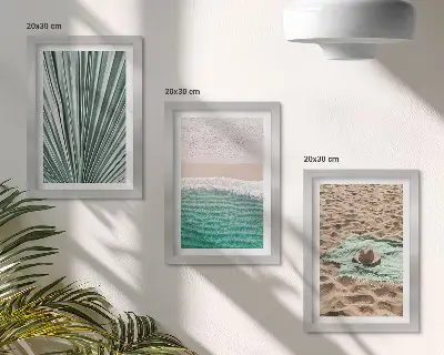 Juego de 3 cuadros decorativos con vistas de vacaciones de verano en la playa