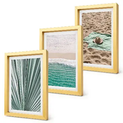 Juego de 3 cuadros decorativos con vistas de vacaciones de verano en la playa