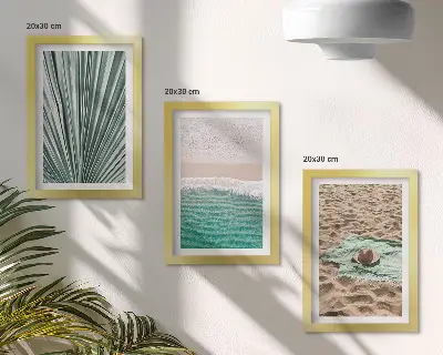 Juego de 3 cuadros decorativos con vistas de vacaciones de verano en la playa