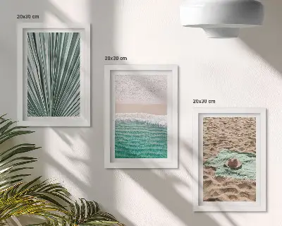 Juego de 3 cuadros decorativos con vistas de vacaciones de verano en la playa