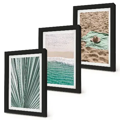 Juego de 3 cuadros decorativos con vistas de vacaciones de verano en la playa