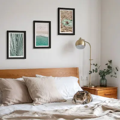 Juego de 3 cuadros decorativos con vistas de vacaciones de verano en la playa