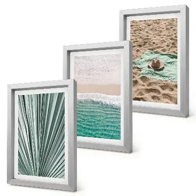 Juego de 3 cuadros decorativos con vistas de vacaciones de verano en la playa