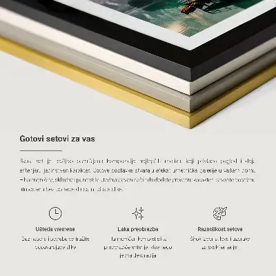 Tríptico enmarcado paisaje de playa con olas, arena, hierba y sombrero