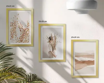 Juego de 3 cuadros decorativos con motivos vegetales abstractos de estilo rústico bohemio