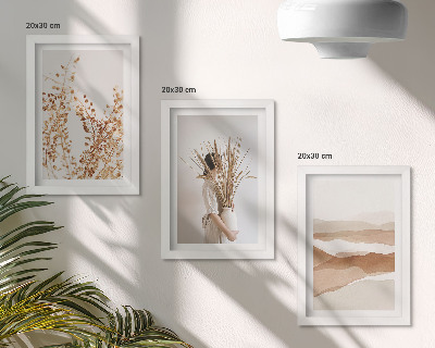 Juego de 3 cuadros decorativos Motivos vegetales abstractos estilo rústico bohemio
