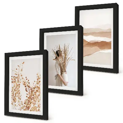 Juego de 3 cuadros decorativos con motivos vegetales abstractos de estilo rústico bohemio