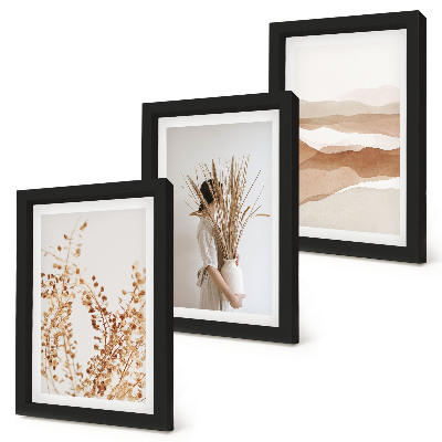 Juego de 3 cuadros decorativos Motivos vegetales abstractos estilo rústico bohemio