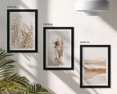 Juego de 3 cuadros decorativos con motivos vegetales abstractos de estilo rústico bohemio