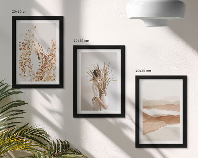 Juego de 3 cuadros decorativos Motivos vegetales abstractos estilo rústico bohemio